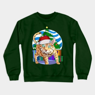 Bengal Cat Santa Christmas Gift Crewneck Sweatshirt